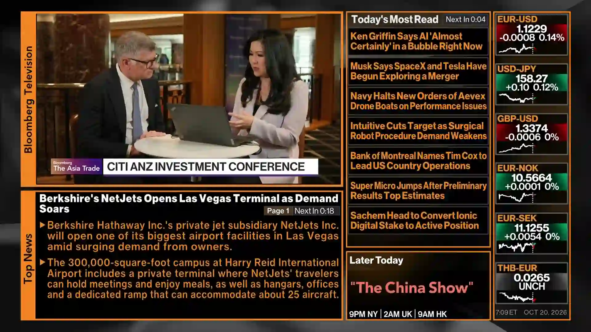 Screenshot of  Bloomberg TV, tested 1 day ago