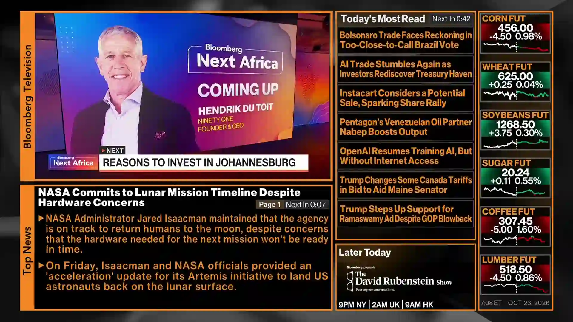 Screenshot of  Bloomberg TV, tested 1 day ago