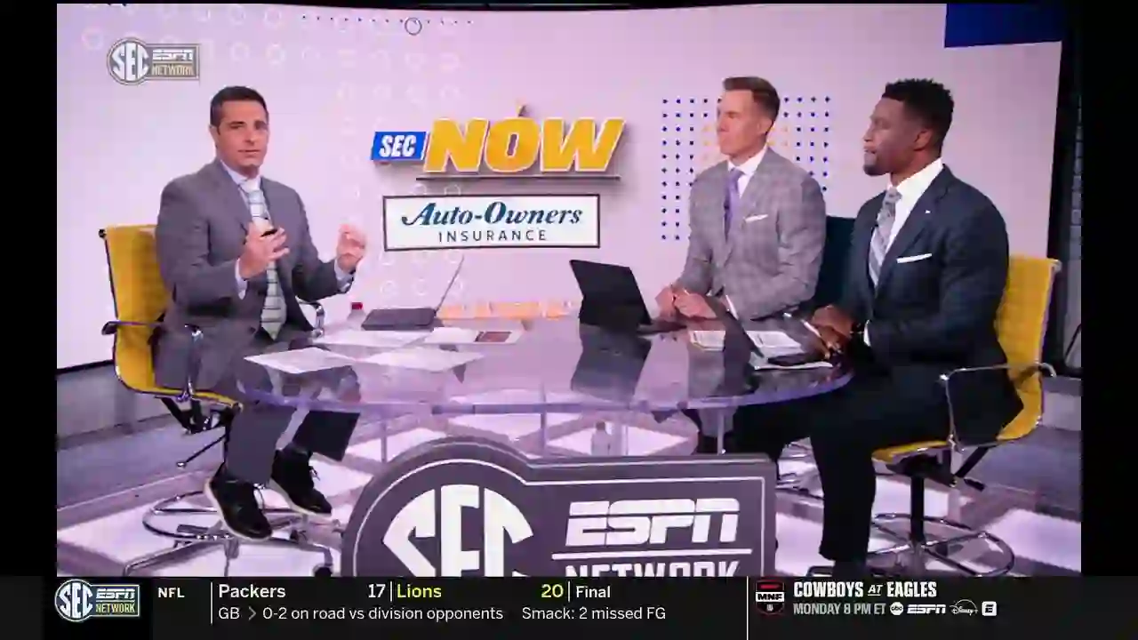 Screenshot of SEC Network, tested 1 day ago